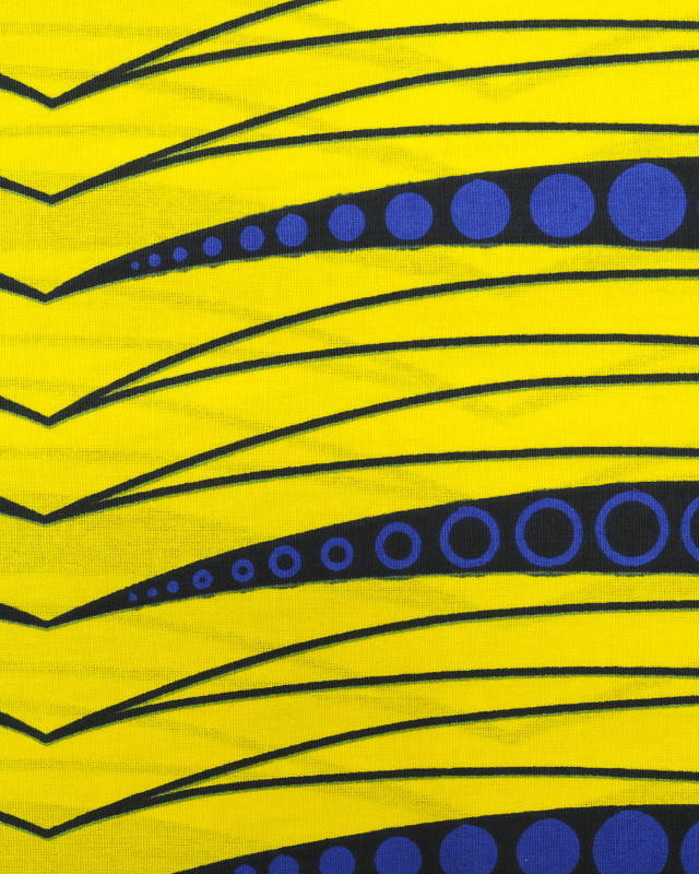 Tissu Wax Graphique Trait Jaune Et Bleu - Maison Klem